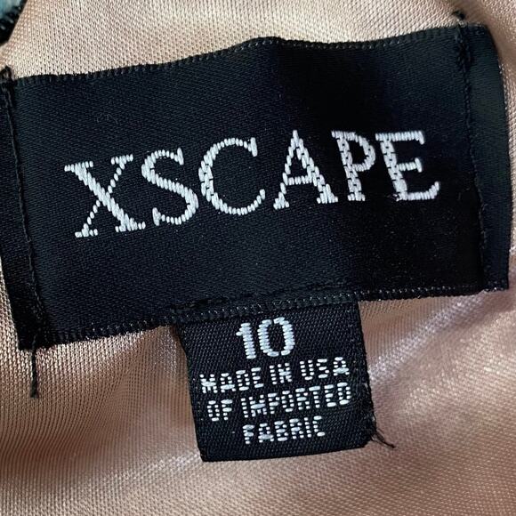 Xscape Evening Gown Long Sleeve Shoulder Cut Out High Slit Black Womens 10 - Picture 7 of 8